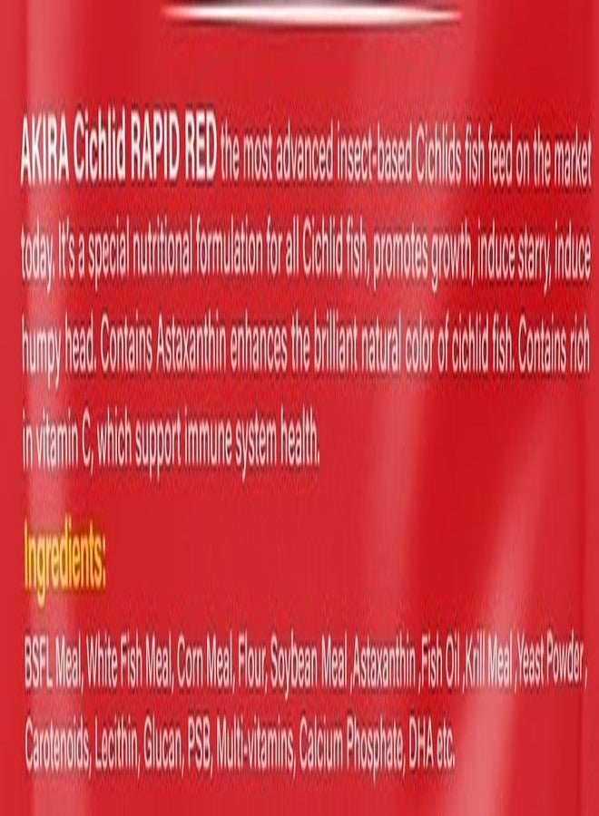 AKIRA Cichlid Rapid RED 100 GM,Insect Based, Enhance Colour for Cichlid Fish,Protein:35%,Floating Type Fish Food, All Life Stages, Pellet - Image 3